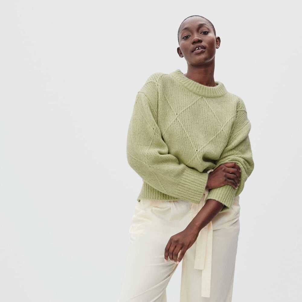 Everlane The Diamond-Stitch Cloud Crew Green Base - Size M